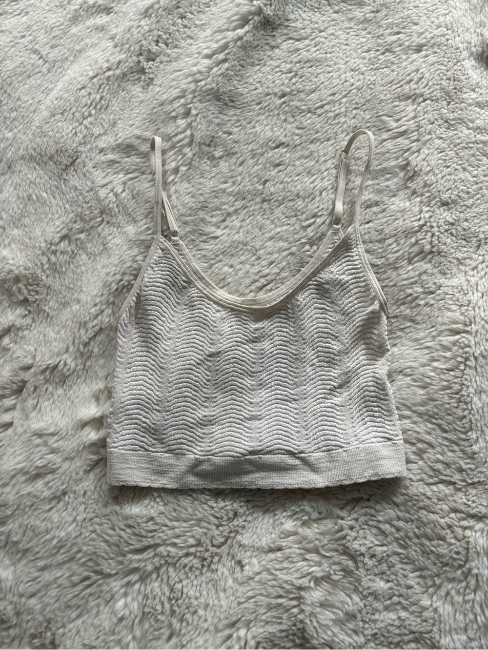 Anthropologie White Seamless Textured Cropped Tank Top